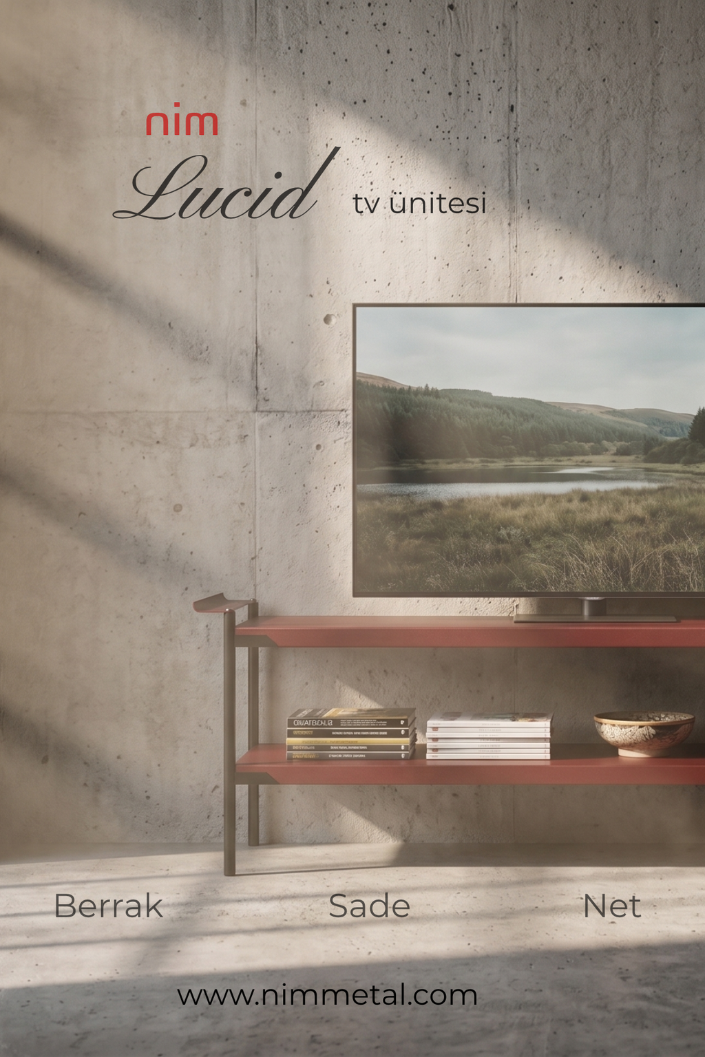 Nim Lucid Endüstriyel Metal TV Ünitesi - 140 X 42 X 46 cm