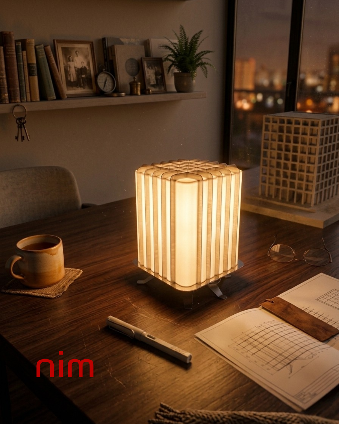 Nim Grid | Endüstriyel Tasarım Modüler Masa Lambası / Gece Lambası