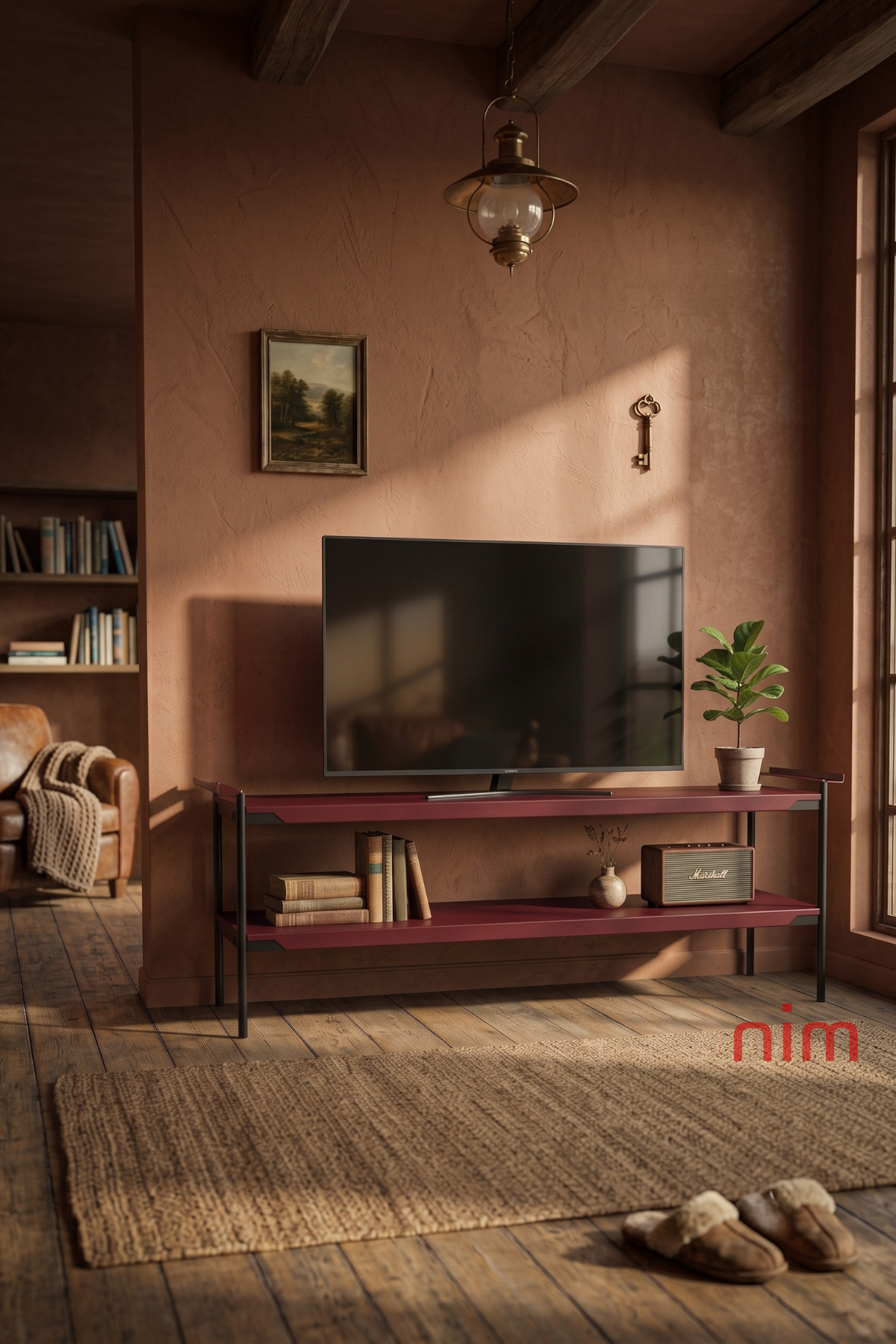 Nim Lucid Endüstriyel Metal TV Ünitesi - 140 X 42 X 46 cm
