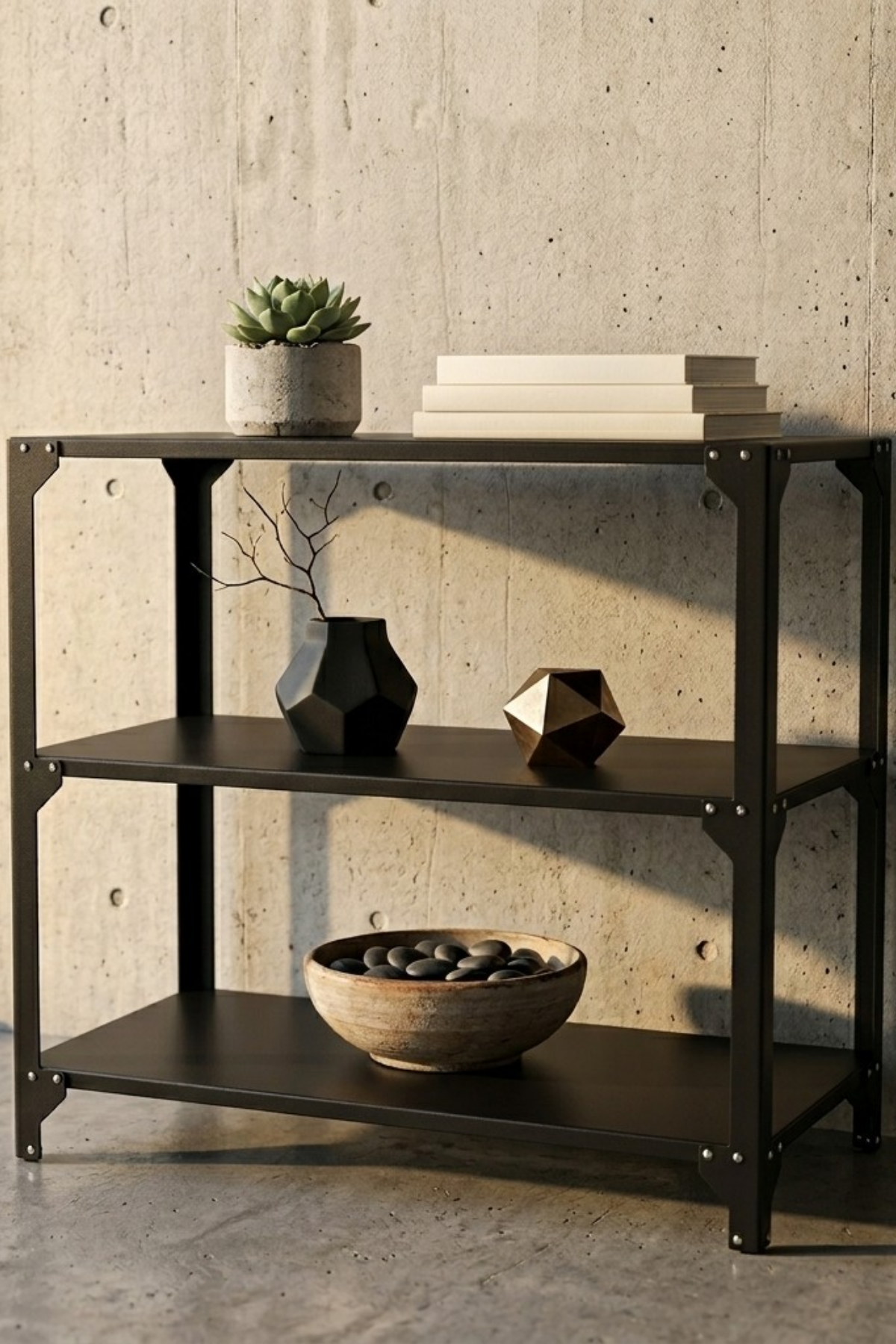 Nim Metal Mono | Base L - 3 Raflı Endüstriyel Metal Depolama Ünitesi (80x80x40 cm)