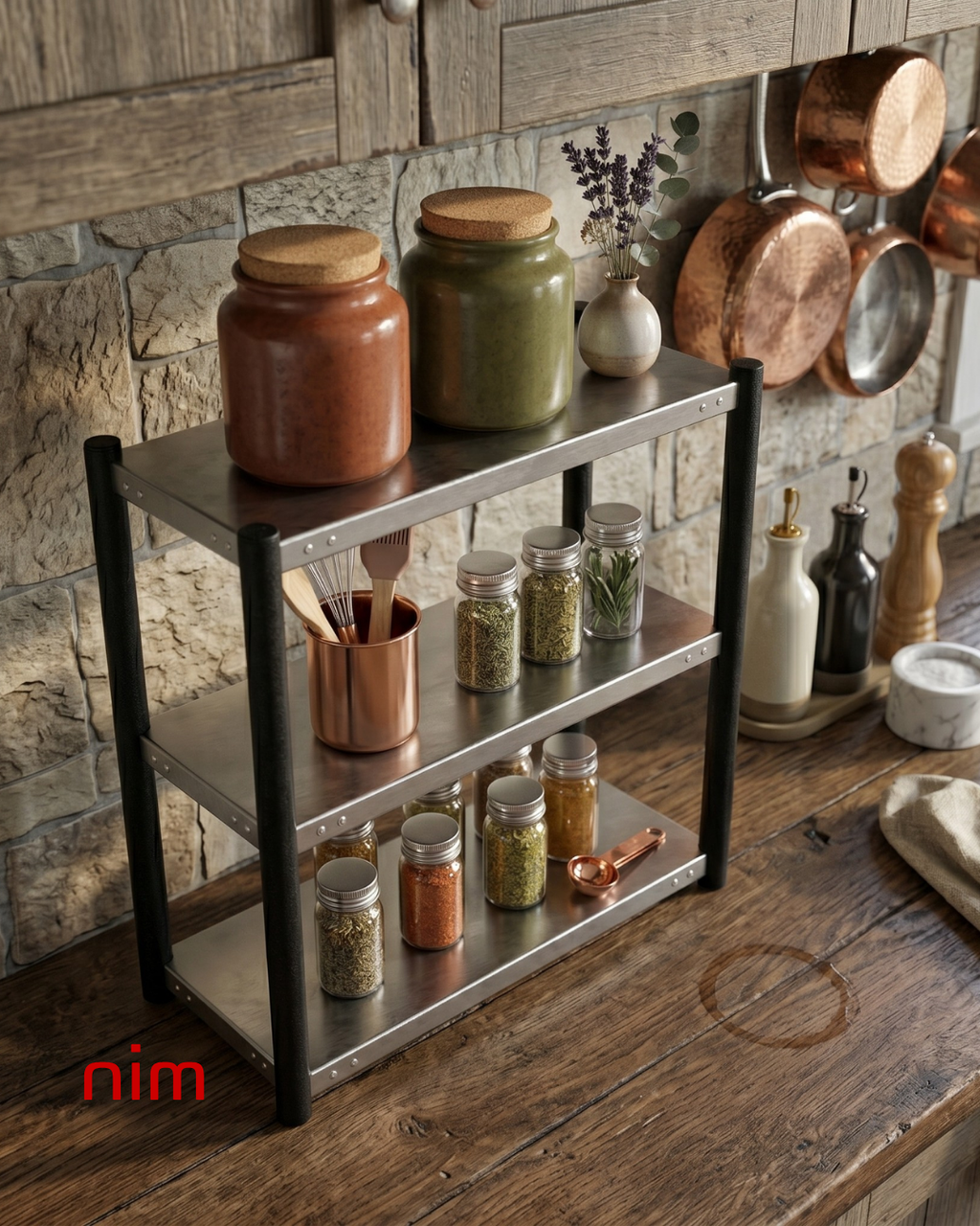 Nim Kitchen | Endüstriyel Tezgah Üstü Raf & Organizer